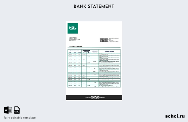 цифровая загрузка шаблона слова банковской выписки HBL на Мальдивах